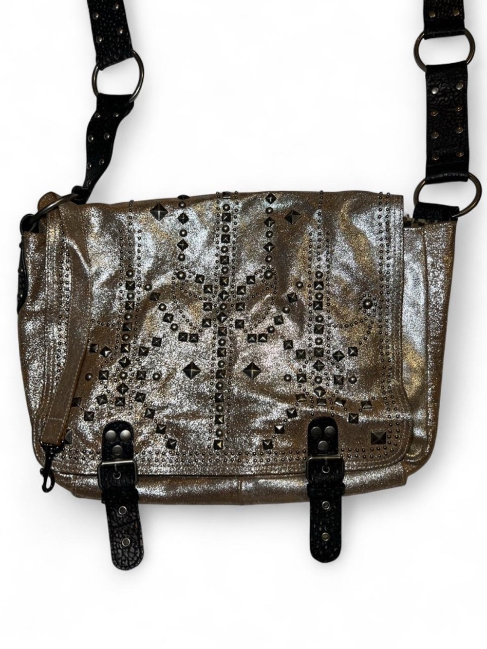 Vintage Y2K Betsey Johnson Stud Crossbody Mailbag Purse - Picture 2 of 6